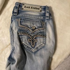 Light blue straight legged Rock revival jeans
